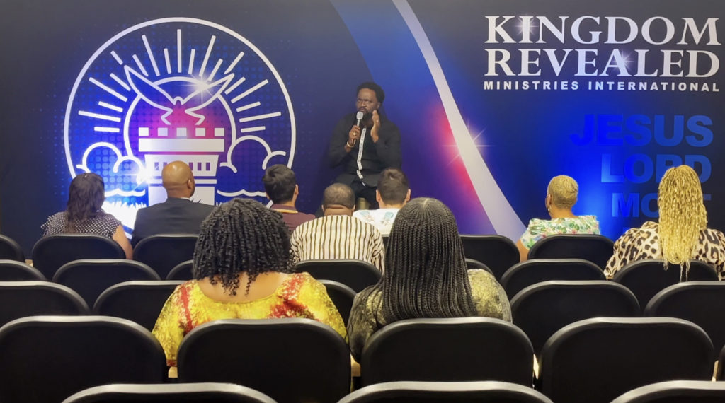 Pastor Saa giving Sunday Service