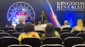 Pastor Saa giving Sunday Service